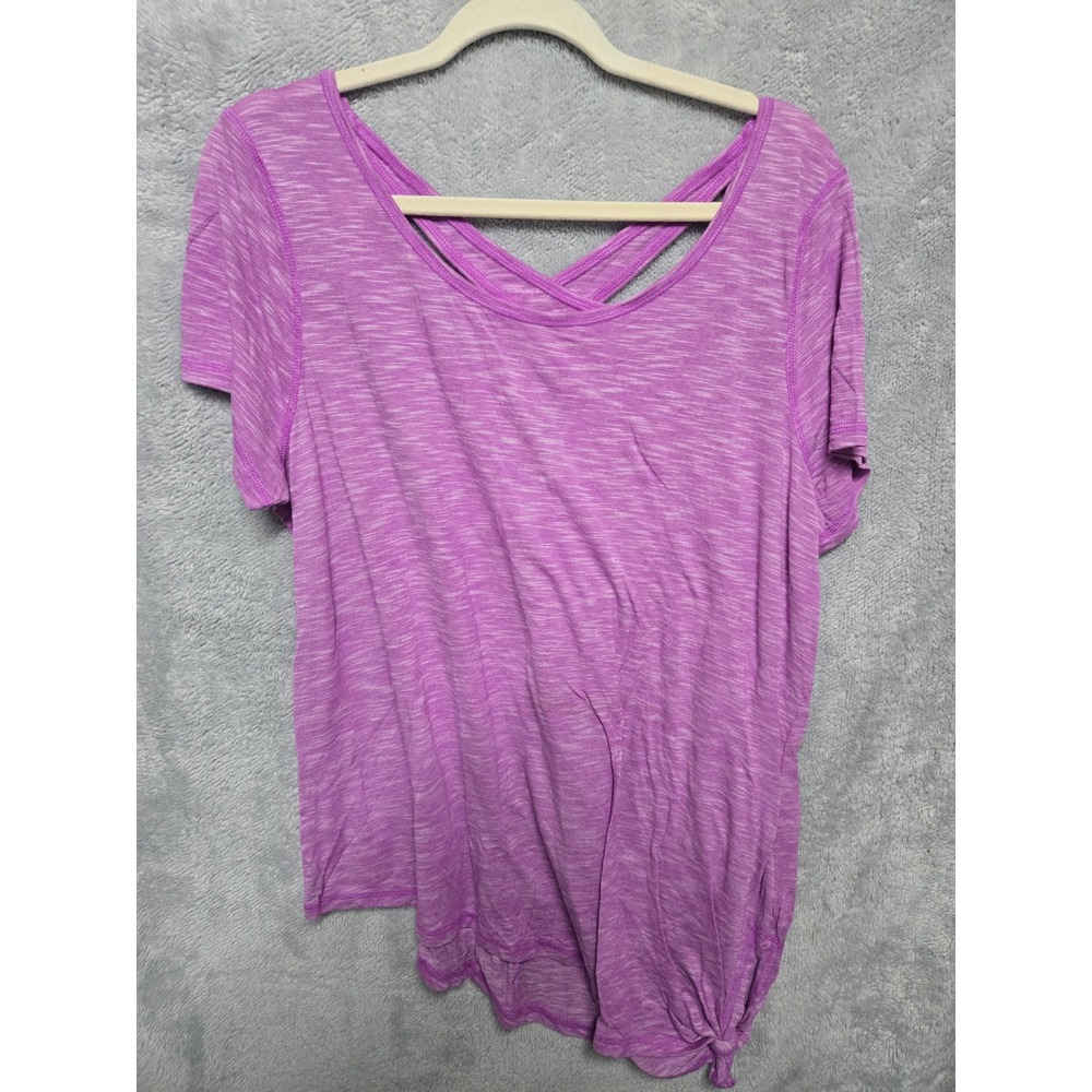 Livi Active Purple Space Dye Strappy Back Side Tie Workout Top 14/16